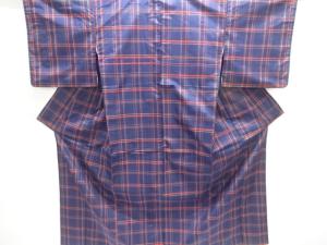 格子織り出し米沢紬着物アンサンブル